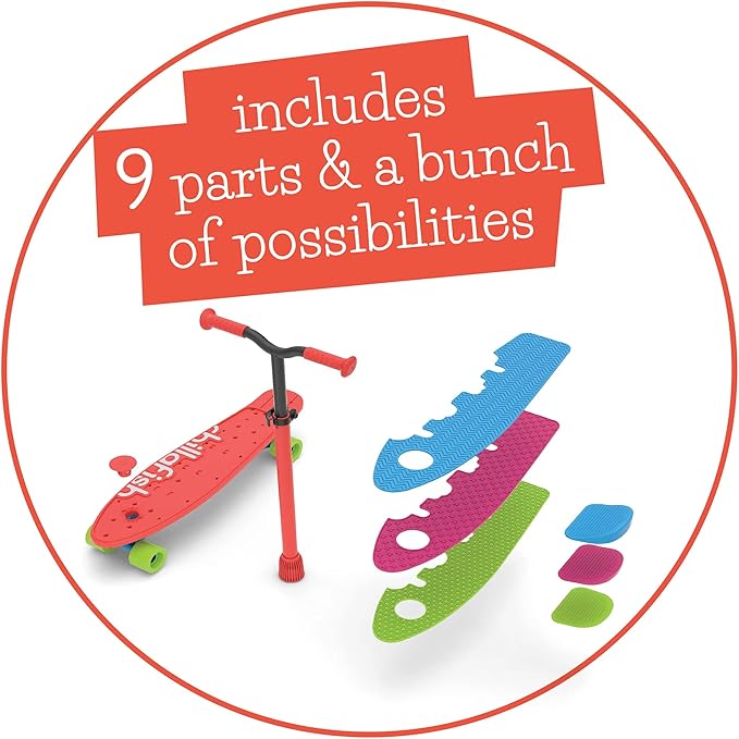 Chillafish Skatieskootie Customizable Training Skateboard and Lean-to-Steer Scooter with Detachable Stability Handlebar, Ages 3+