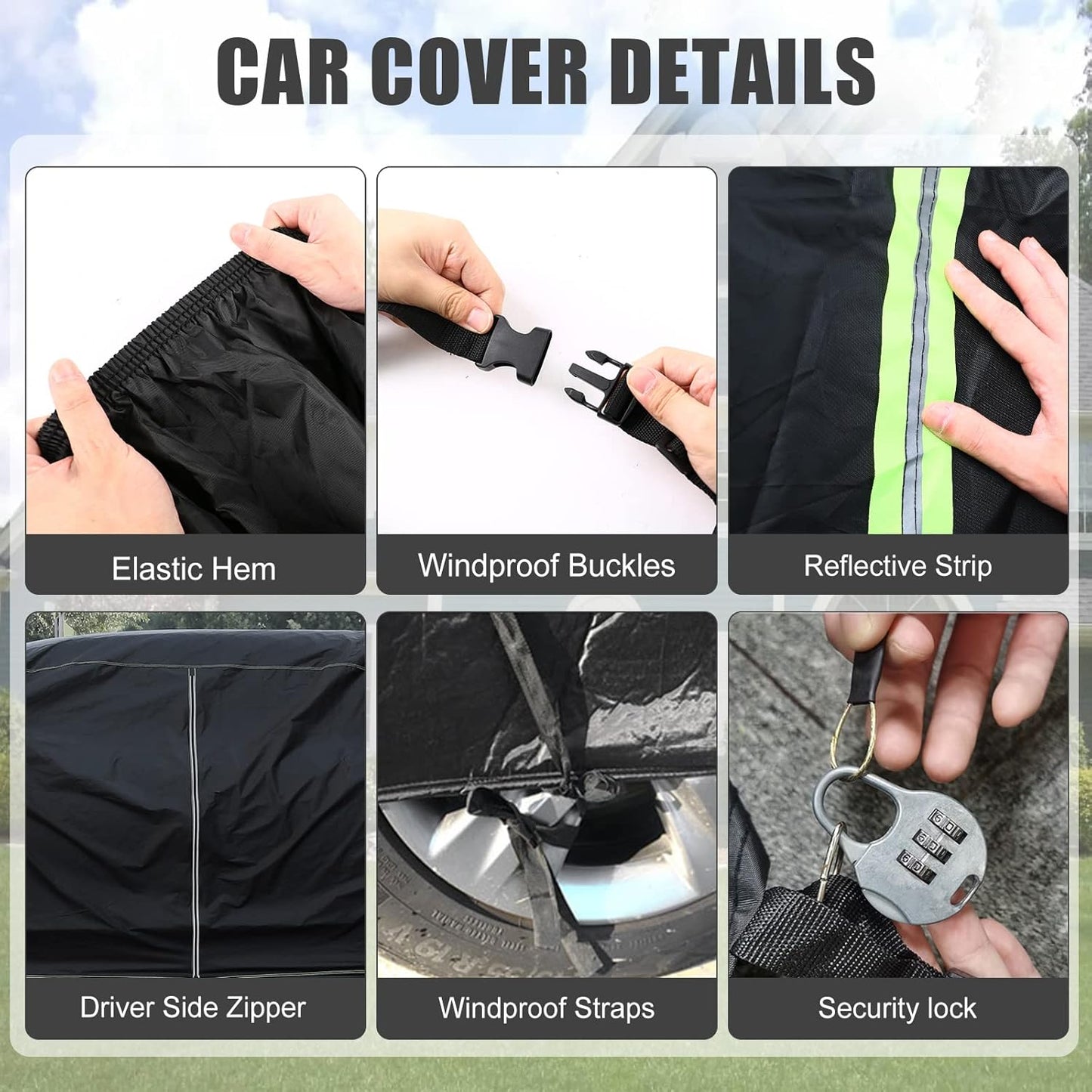 Waterproof Car Cover Compatible with Chevrolet Impala SS/LS/LT 2000-2020, 6 Layers All Weather Car Covers with Zipper Door for Snow Rain Dust Hail Protection