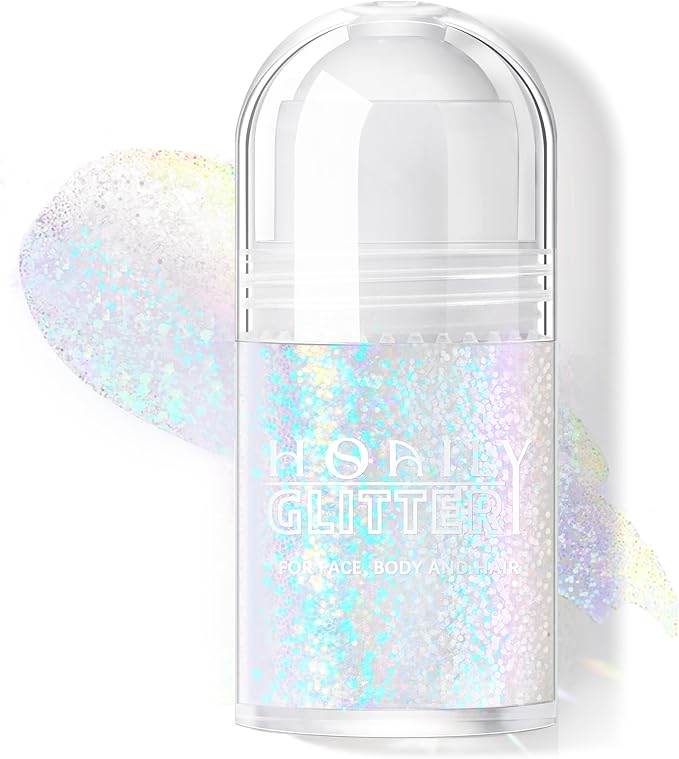 Roll-on Holographic Body Glitter Gel for Face Hair, Chameleon Color Changing Glitter Gel Under Light, Chunky Mermaid Sequins Festival Party Rave Accessories Shimmer Makeup (9# Golden Ocean)