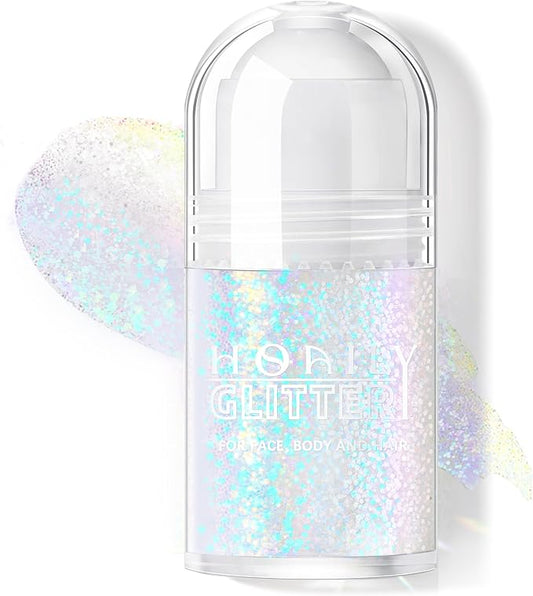 Roll-on Holographic Body Glitter Gel for Face Hair, Chameleon Color Changing Glitter Gel Under Light, Chunky Mermaid Sequins Festival Party Rave Accessories Shimmer Makeup (9# Golden Ocean)