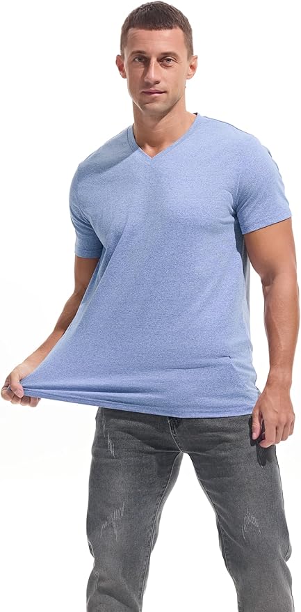 VEIISAR Premium V Neck T Shirts for Men - Modern Fitted Tees Vneck Undershirts