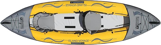 Advanced Elements - Island Voyage 2 Inflatable Kayak - Recreational Convertible Kayak - for 1 or 2 Person - 11 ft - Yellow