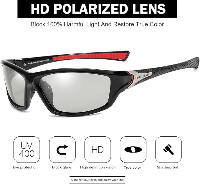 FAGUMA Sports Polarized Sunglasses For Men Cycling Driving Fishing UV400 Protection