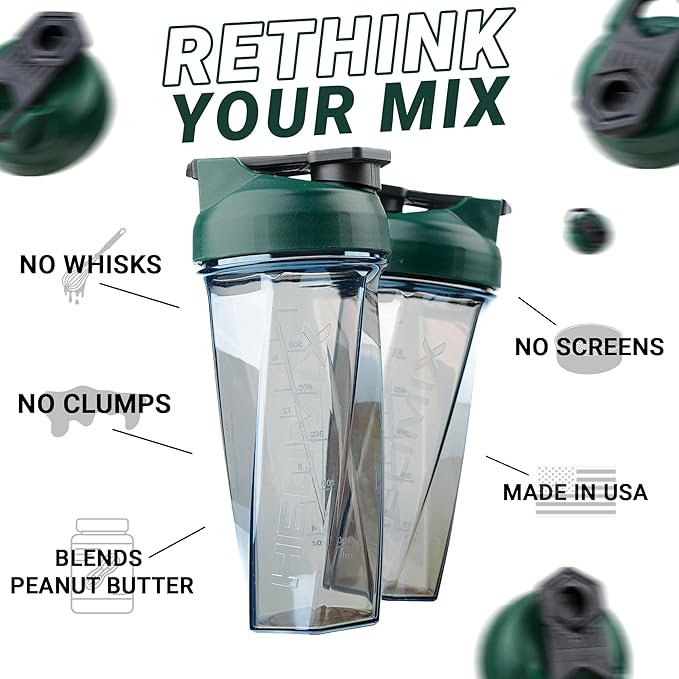 HELIMIX 2.0 Vortex Blender Shaker Bottle Holds upto 28oz | No Blending Ball or Whisk | USA Made | Portable Pre Workout Whey Protein Drink Shaker Cup | Mixes Cocktails Smoothies Shakes | Top Rack Safe