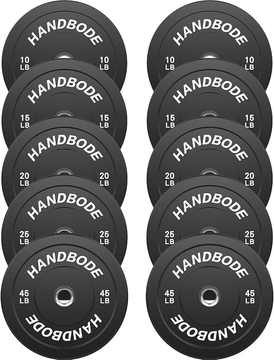 Colored Bumper Weight Plates Olympic Weight Plate Set 2-Inch, 10/15/20/25/35/45/55 lb Barbell Weight Plates Set for Home Gym, Rubber Strength Training Weights Plates for Weight Lifting