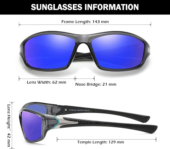 FAGUMA Sports Polarized Sunglasses For Men Cycling Driving Fishing UV400 Protection