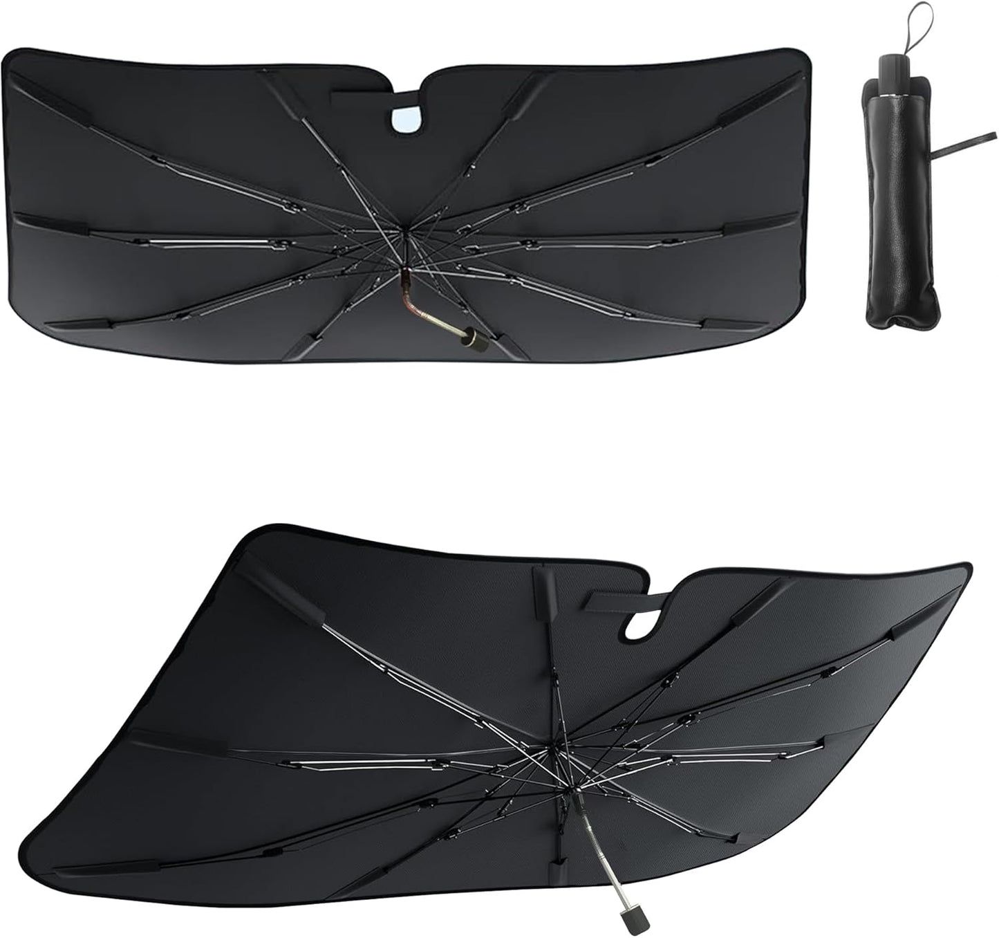 Windshield Sun Shade Umbrella, Portable Foldable, Spring Structure Wind Shield, Front Window Sunshade, Protect from Sun Rays Car Windshield, Universal for Any Car (61'' x 33.4'')