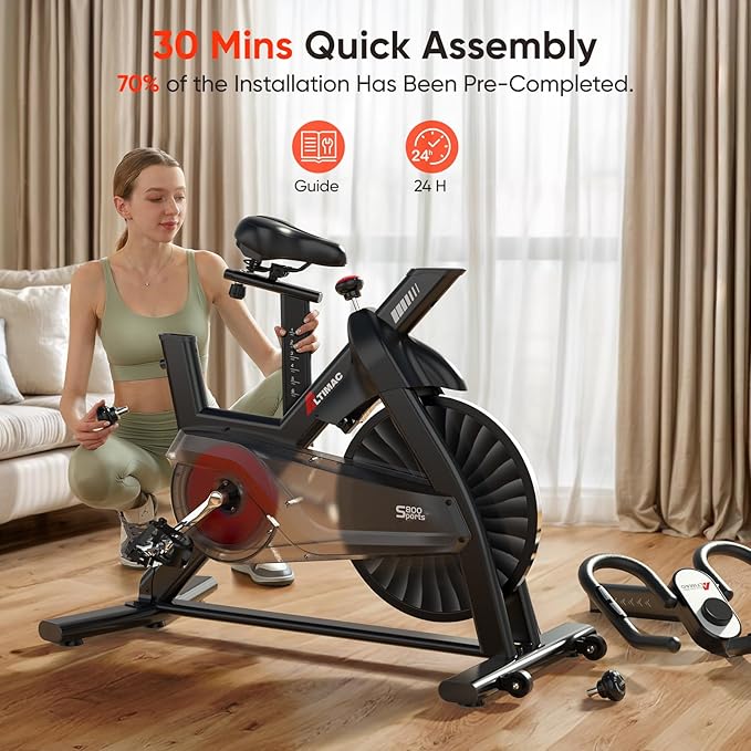 Exercise Bike, Stationary Bike for Home/Indoor Cycling Bike Silent Belt Drive, Stationary Bike with 300lbs Weight Capacity w/Comfortable Seat Cushion & Tablet Mount