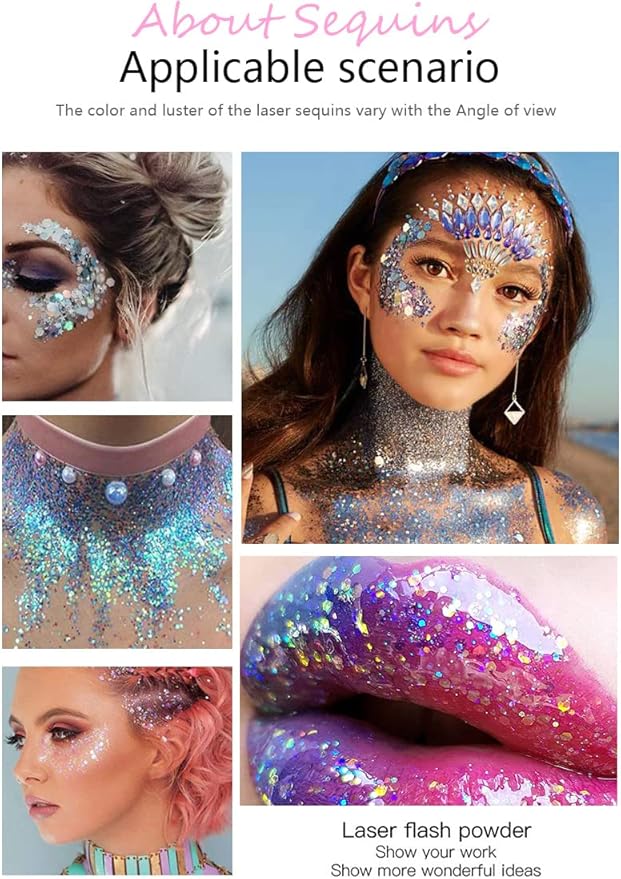 MEICOLY Red Face Body Glitter,Christmas Face Glitter Gel,Stocking Stuffers for Christmas,Sparkling Glitter Face Paint,Festival Rave Accessories Glitter Makeup,Mermaid Body Glitter Gel for Women Kids