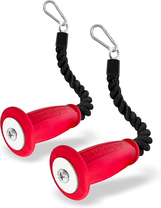 2 Ergonomic 16.5" Single Tricep Ropes | Non-Slip Cable Attachment | Wrist Pressure Relief | Grip Strength & Forearm Activation | Home & Commercial Gym Accessory, For Cable Machine, Smart Gym