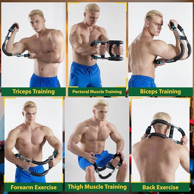 VVOKGO Twister Arm Trainer with 4 Spring for Men & Women, 20-110lb Adjustable Chest Workout Equipment, Shoulder Arm Strength Exerciser, Portable Power Twister Bar, Detachable Design Fitness Anywhere