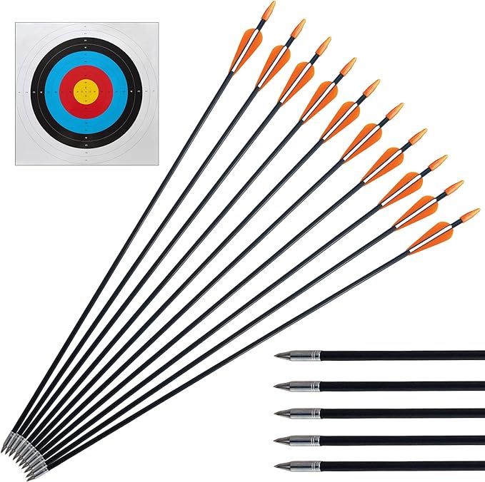 Archery Bow and Arrows Set for Adults 20 30 40 lbs Bow and Arrow for Beginner Teens Black Longbow Kit for Outdoor Hunting Archery Target with Quiver Target Faces Arm Guard Finger Saver