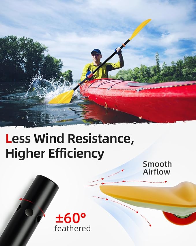 Abahub Adjustable Kayak Paddle 210-230 cm/ 230-250 cm Floating Kayaking Oars Boating Oars Canoeing Oars Black