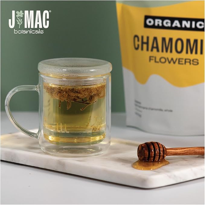 J Mac Botanicals, Organic Chamomile Flowers (1 pound), Certified USDA Organic. Whole Dried Chamomile Flower, Loose Leaf Tea
