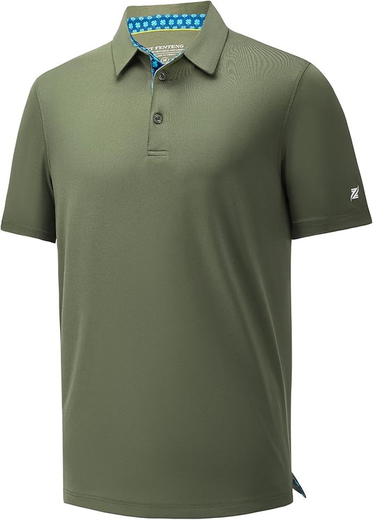 Mens Polo Shirts Short Casual Solid Stylish Dry Fit Performance Designed Collared Golf Polo Shirts for Men