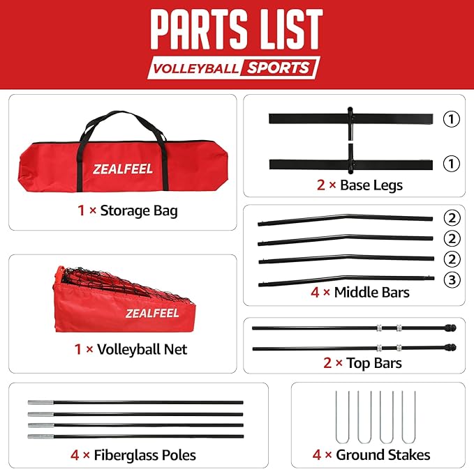 Volleyball Net, 12FT Training Set with 3-Level Adjustable Height (8'/7.4'/6.6'), Freestanding Portable Practice Net for Backyard, Serving & Spiking Drills, with Carry Bag for Outdoor & Indoor