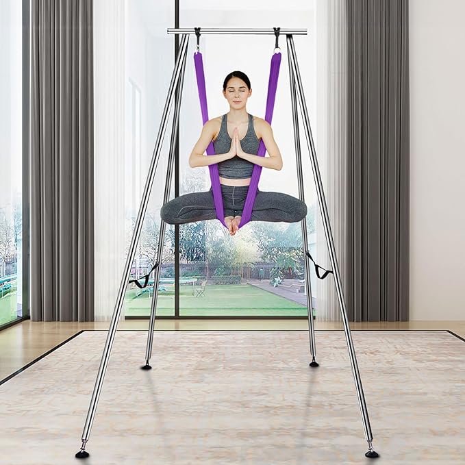 VEVOR Aerial Yoga Frame, 9.67 ft Height Swing Stand, Max 551.15 lbs Load Chrome-Plated Steel Pipe Inversion Yoga Rig for Indoor Outdoor Use