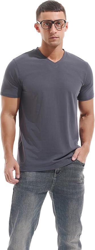 VEIISAR Premium V Neck T Shirts for Men - Modern Fitted Tees Vneck Undershirts