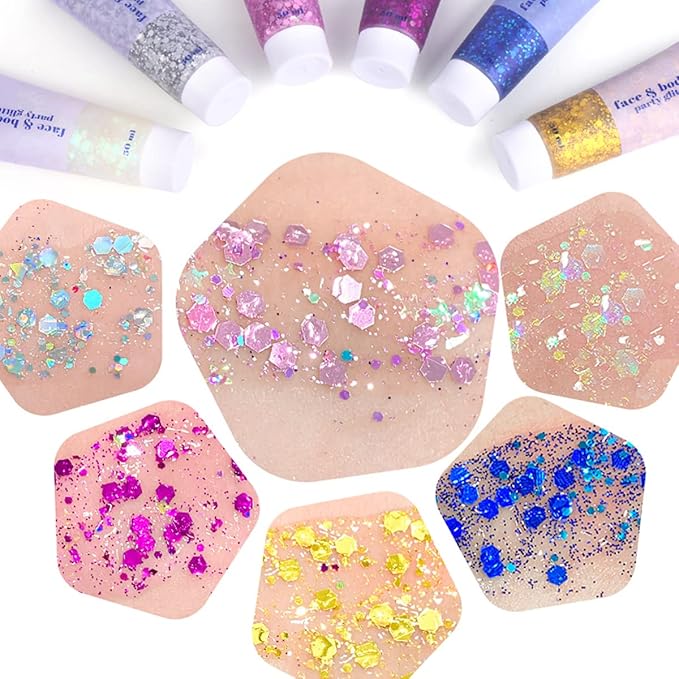 Purple Face Glitter Gel,Mardi Gras Carnival Singer Concerts Festival Rave Accessories,Body Glitter,Sequins Face Glitter Paint Makeup,Sparkling Hair Chunky Glitter for Women,50ML