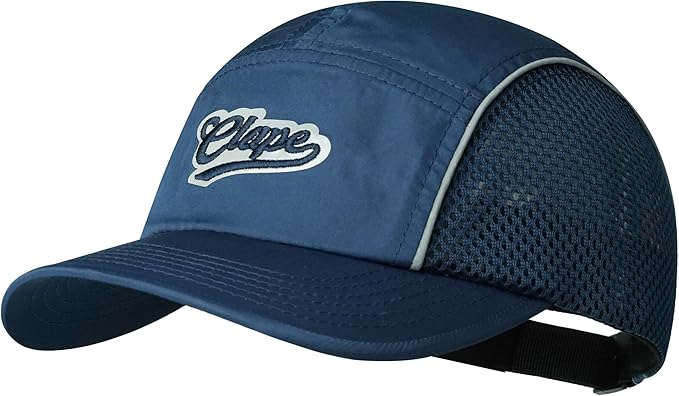 CLAPE Quick Dry 5 Panel Hat for Men, Breathable Mesh Short Brim Baseball Cap, Reflective Ajustable Outdoor Sport Running Hat