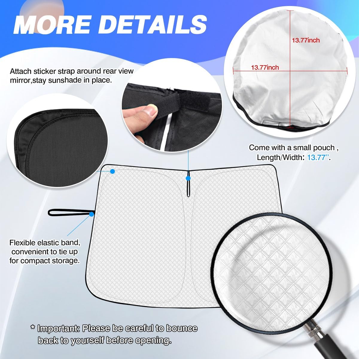 Windshield Sun Shade for Mazda CX-90 2024-2025 2026 CX90 Accessories Thicken 6-Layer Front Window Sunshade Cover Sun Visor Protector Foldable Block UV Rays Keep Vehicle Cool