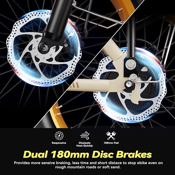 Foldable Electric Bike for Adults, 30+MPH, 48V 20Ah Removable Lithium Battery up to 80Miles, 20" Fat Tire 1000W Peak Motor Dirt Ebike Adult Electric Bicycle for Commute Beach Mountain E Bike