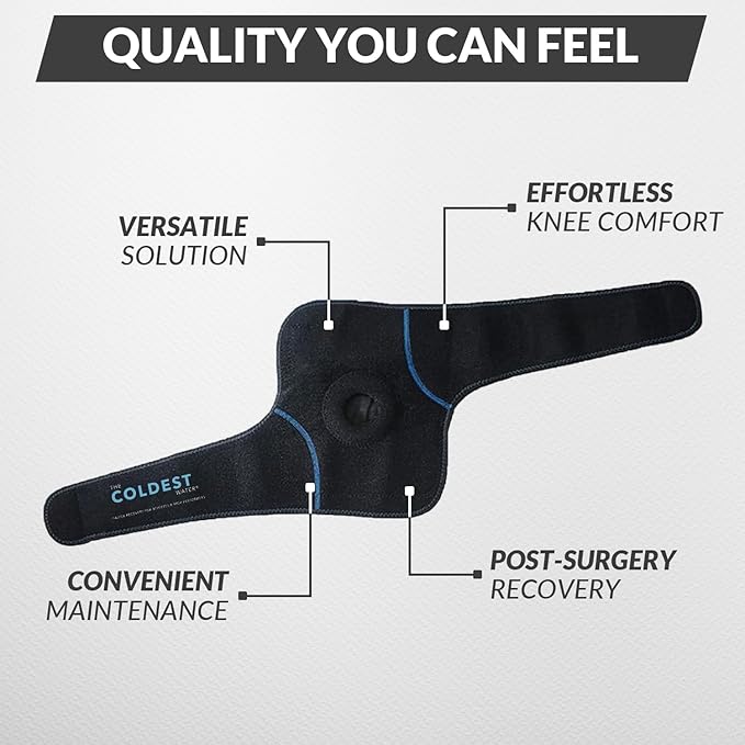 The Coldest Knee Ice Pack Wrap, Hot and Cold Therapy - Reusable Compression Best for Meniscus Tear, Injury Recovery, Bursitis Pain Recovery, Sprains, Swelling and Rheumatoid Arthritis