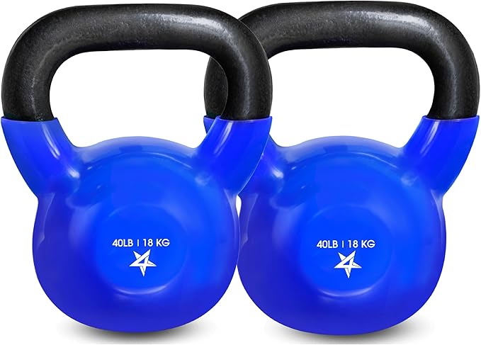 Yes4All 5-100 LB Kettlebells Vinyl Coated Cast Iron for Dumbbell Weights Exercises, Gym, Fitness, Full Body Workout Equipment Push up, Grip and Strength Training