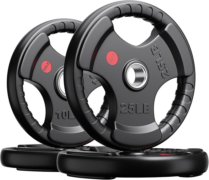 XDDIAS Rubber Weight Plates for Barbell, 2-Inch Olympic Grip Plate for Strength Training, Weightlifting and Bodybuilding in Home & Gym, Solid Cast Iron Weight Plates Pair and Sets