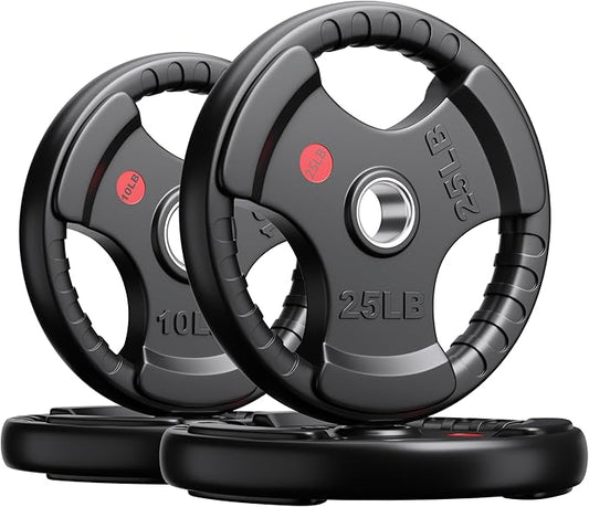 XDDIAS Rubber Weight Plates for Barbell, 2-Inch Olympic Grip Plate for Strength Training, Weightlifting and Bodybuilding in Home & Gym, Solid Cast Iron Weight Plates Pair and Sets