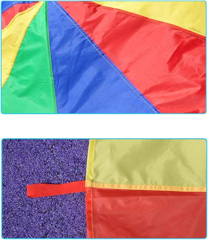 6.5ft/10ft/12ft/13ft/16.4ft/20ft Rainbow Parachute for Outdoor Party Games, Kids Play Parachute Group Cooperative Team Game Toys, Family Get-Together Entertainment