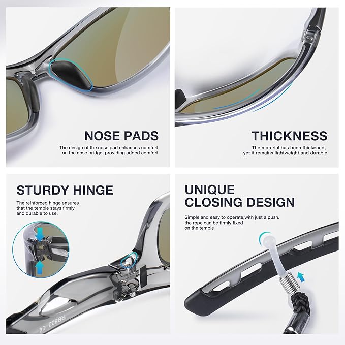 RIVBOS Sunglasses for Men Women Polarized UV Protection Sports Fishing Driving Shades Cycling RB833