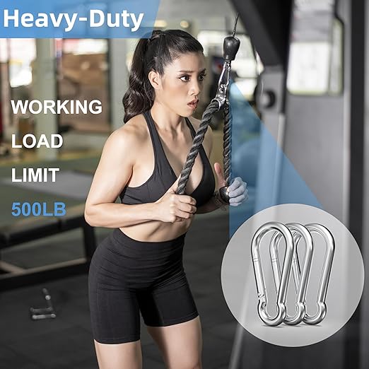 120PCS 3" Spring Snap Hook Carabiners, M8 x 3-1/8inch Heavy Duty Carabiner Clip Galvanized Steel Quick Link Snap Hook, 500LBS Holding Capacity for Swing, Hammock, Hiking, Gym, Travel Camping, Keychain