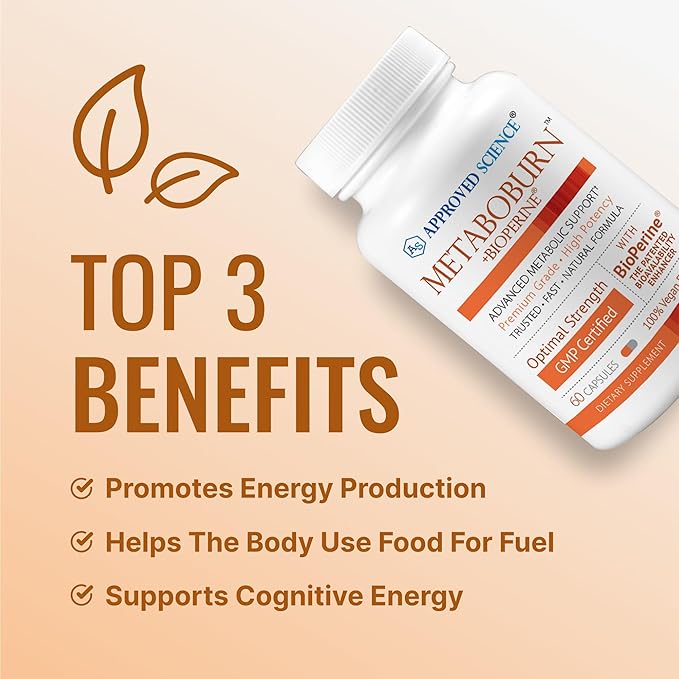Approved Science MetaboBurn - Metabolic Support - Green Tea and BioPerine - 60 Vegan Capsules - High-Potency Extract - 50% EGCG - Non-GMO, Soy-Free, Allergen-Free - 60 Capsules (Pack of 1)