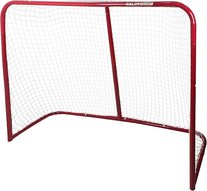 EALER Portable 54″ Steel Street & Ice Hockey Goal – Heavy-Duty 1″ Steel Frame Folding Net for Indoor & Outdoor Practice, Junior Training & Roller Hockey Equipment