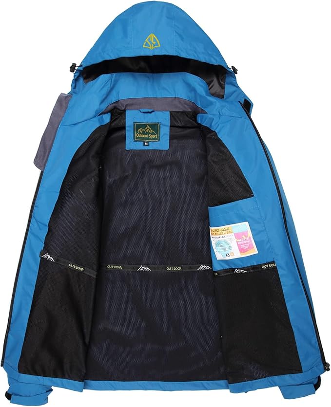 GIISAM Mens Windproof Jacket Waterproof Lightweight Mountain Sport Jacket for Men Hooded Windbreaker Raincoat