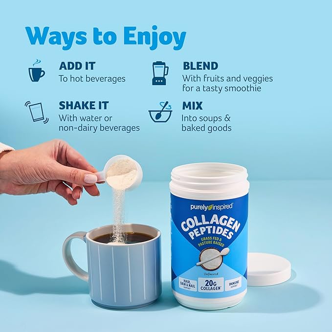 Purely Inspired Collagen Powder, Unflavored (20 Servings) - 20g Collagen Peptides Protein Powder for Women & Men - Grass-Fed & Pasture Raised - Gluten-Free, Paleo & Keto-Friendly Collagen Drink