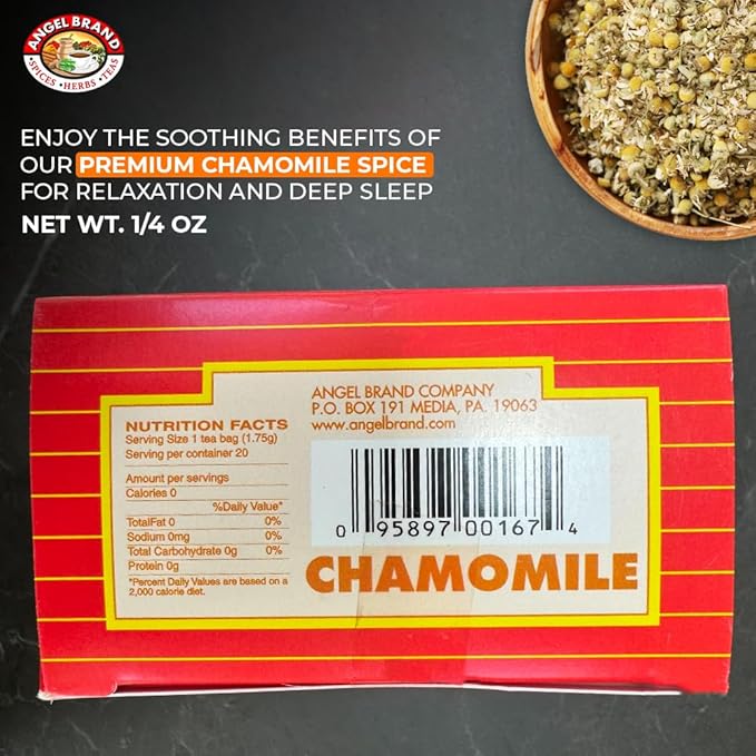 Angel Brand Chamomile Tea Bags, Chamomile Flower Tea for Relaxation & 20 bags