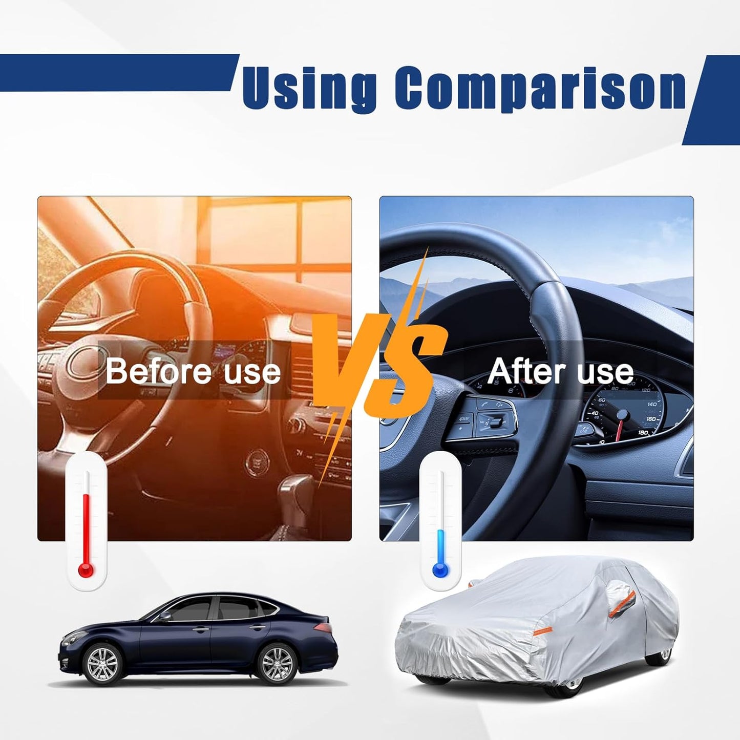 Kayme 6 Layers Car Cover Custom Fit for Honda Civic Sedan/Coupe (1991-2025) Outdoor Waterproof All Weather for Automobiles, Full Cover Rain Sun UV Protection with Zipper Cotton