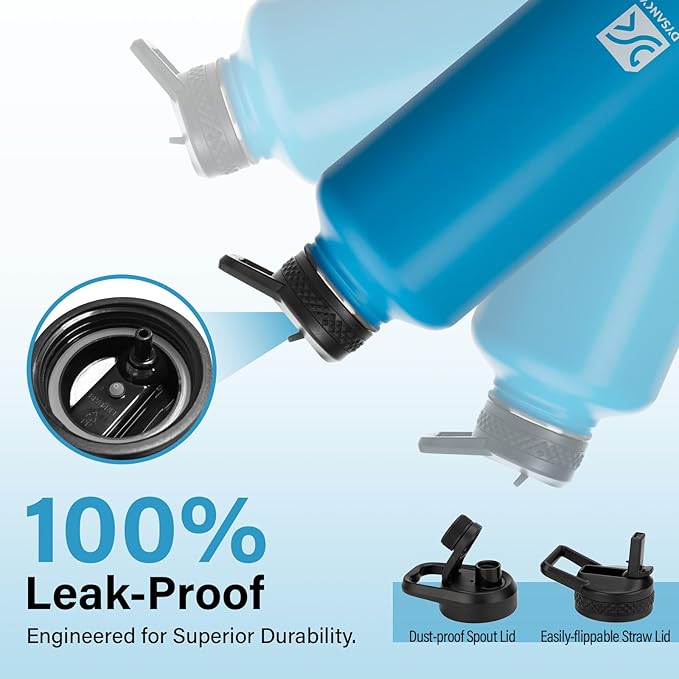 Insulated Water Bottle | Thickened Stainless Steel for Gym and Hiking with Straw, Carrier Bag, Handle Strap | BPA-Free 87 oz