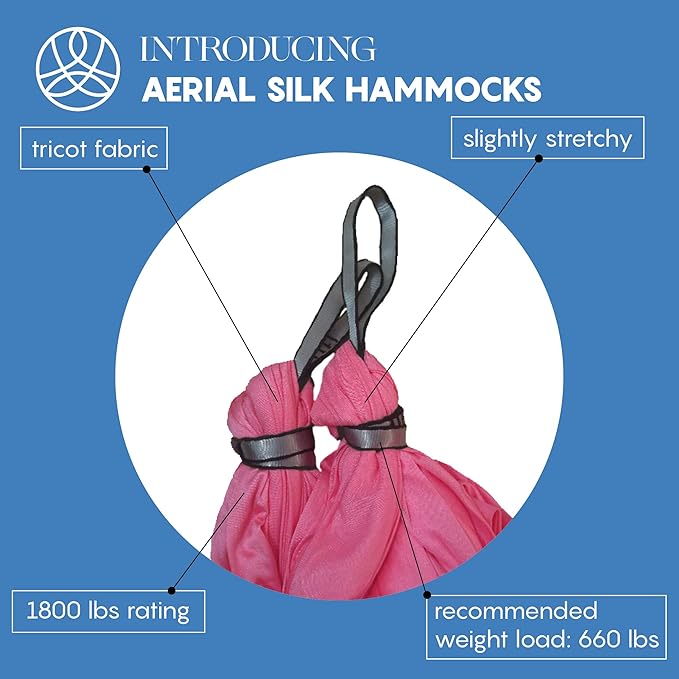 Aerial Silk Yoga Hammock & Swing for Home, Inversion Exercises, Starter Kit for All Levels - Durable with Extension Straps, Carabiners, and Pose Guide