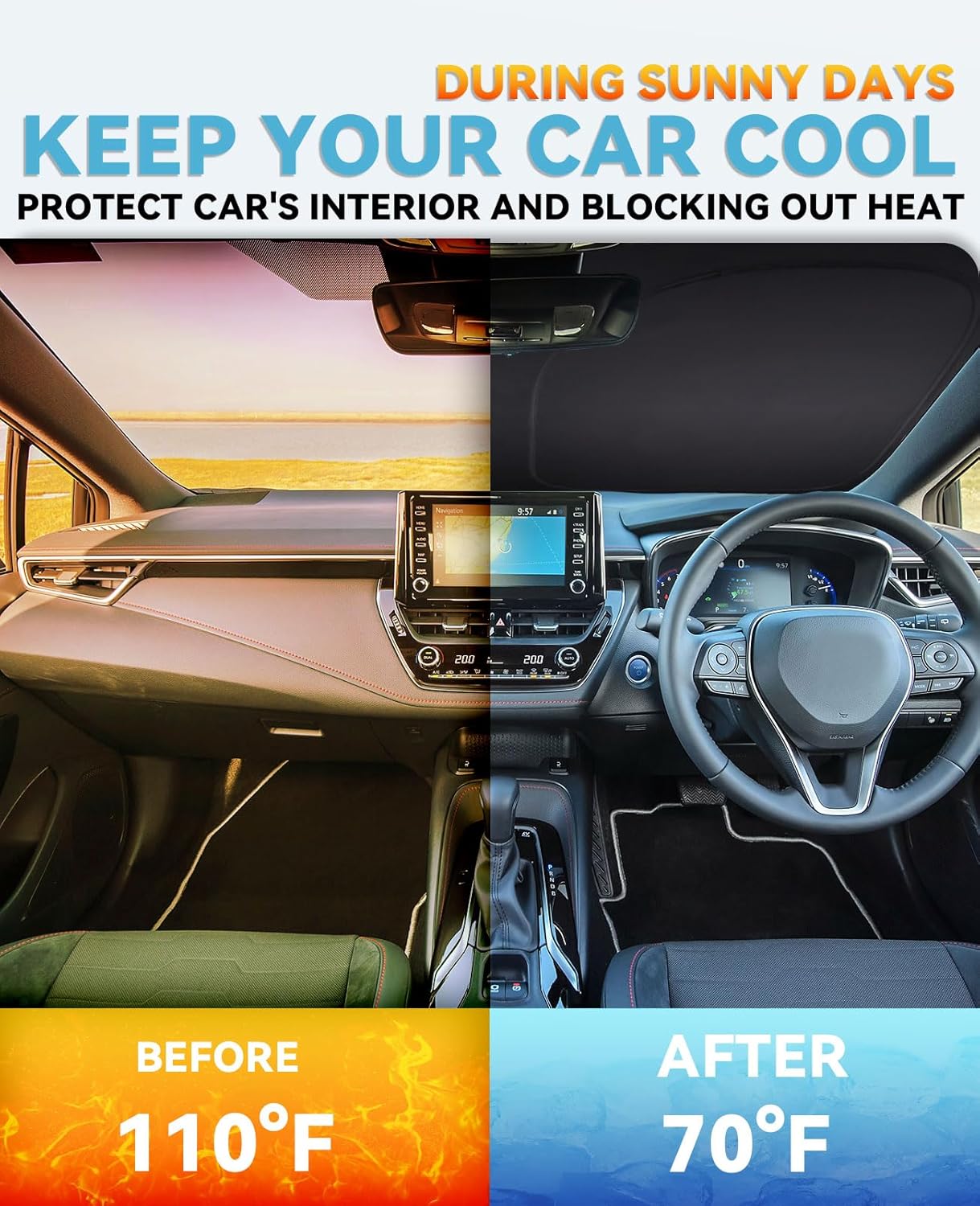 Sunshade for CRV Windshield Sun Shade for 2023-2024 2025 CRV C-RV SUV, LX, EX, EX-L, Sport Hybrid, Touring for Honda Front Window Sun Visor Protector Cover for Windshield Blocks UV Rays