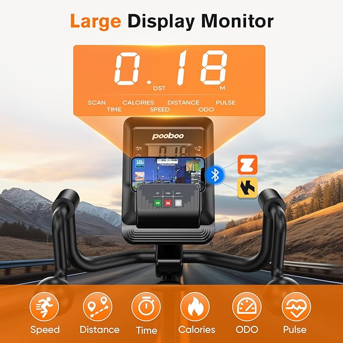 pooboo Recumbent Exercise Bike, Stationary Bikes for Home with Arm Exerciser, Magnetic Recumbent Bike with Ergonomic Backrest & Comfortable Seat, Smart APP, Pulse Sensor, 400LBS Weight Capacity