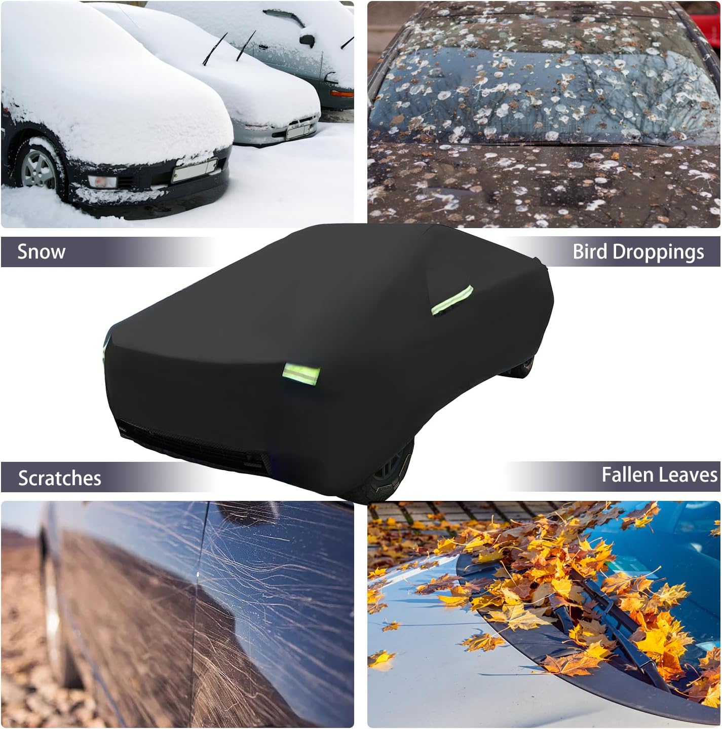 Truck Cover Custom Fit for Tesla Cybertruck, Waterproof All Weather Lightweight Pickup Car Cover with Zipper Door,All-Season Protection Black