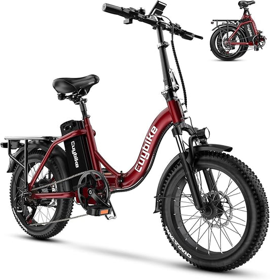 Folding Electric Bike for Adults with Peak 1000W Motor, 48V 20AH Battery up to 30MPH 80 Miles, 20" Fat Tire All Terrain Ebike, Front Suspension 7-Speed Commuter E Bike, Step-Thru, UL Certified