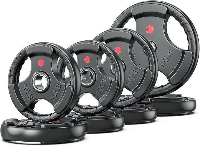 XDDIAS Rubber Weight Plates for Barbell, 2-Inch Olympic Grip Plate for Strength Training, Weightlifting and Bodybuilding in Home & Gym, Solid Cast Iron Weight Plates Pair and Sets