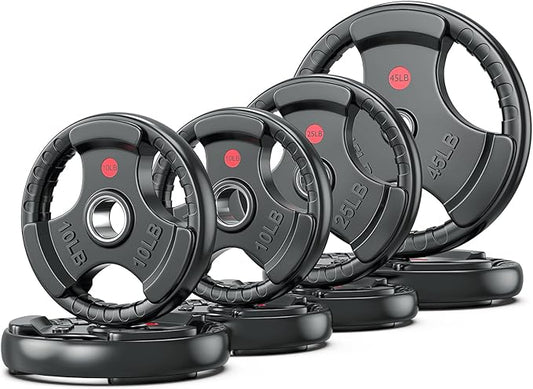 XDDIAS Rubber Weight Plates for Barbell, 2-Inch Olympic Grip Plate for Strength Training, Weightlifting and Bodybuilding in Home & Gym, Solid Cast Iron Weight Plates Pair and Sets