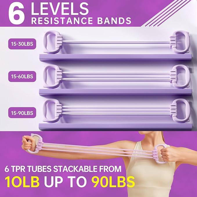 Resistance Bands with Handles, Single Resistance Bands, Exercise Bands with Comfortable Handles, Resistance Training, Physical Therapy, Home Workouts, Fitness, Pilates