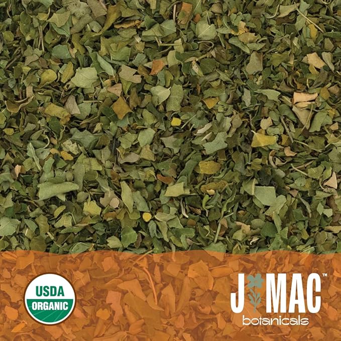 J MAC BOTANICALS Organic Moringa Leaves, malunggay leaf, Whole Green Moringa Oleifera Leaf Tea