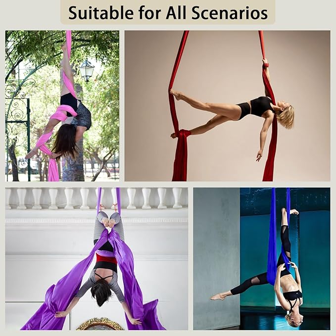 15/25 Yards Aerial Silk Professional Indoor Aerial Yoga Hammock Fabric Outdoor Fitness Silk for Dance, Circus Training, Home Gym